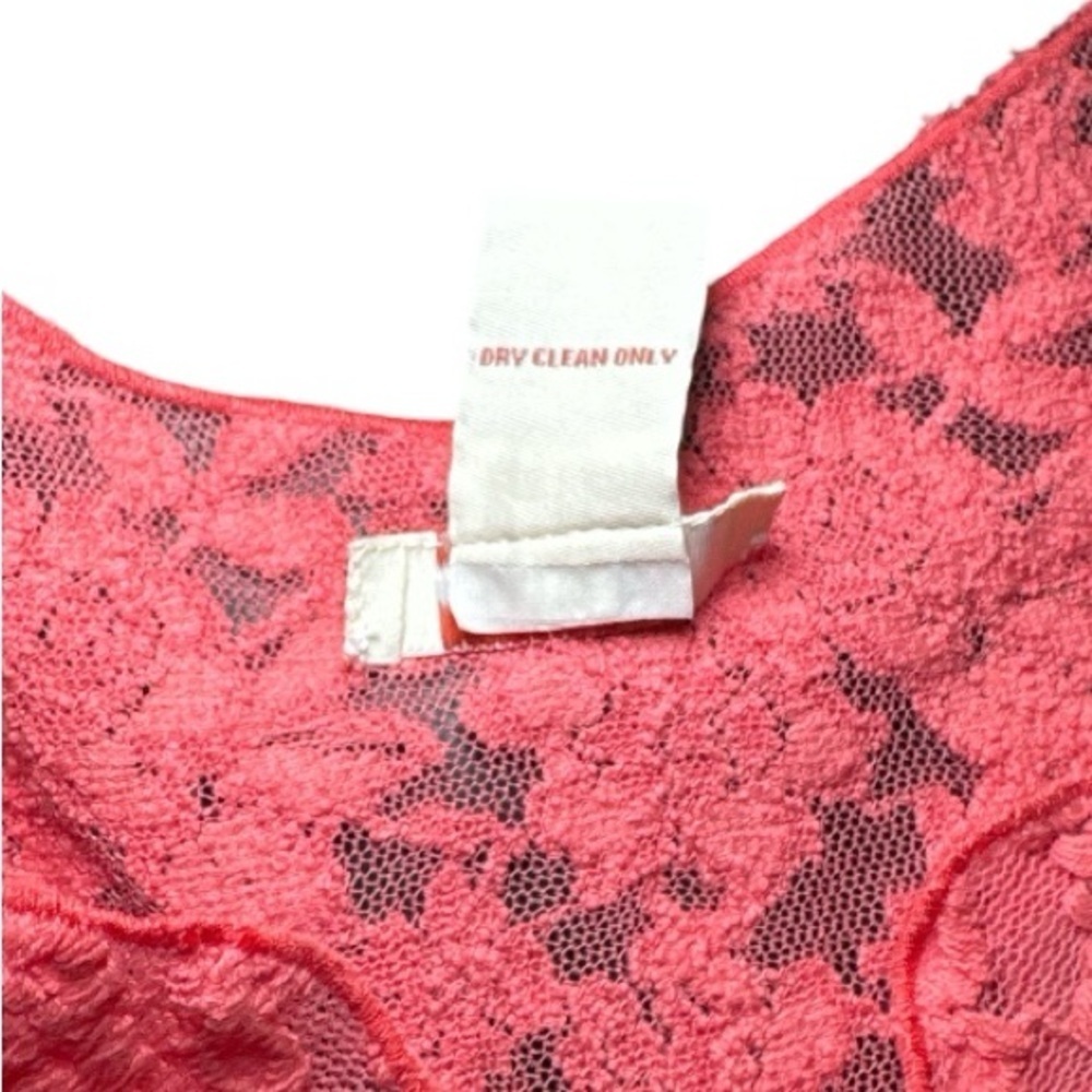 Sundance Rosalind Silk Dress Lace Velvet Sz 6 Coral Orange Geometric Bohemian - Picture 5 of 8